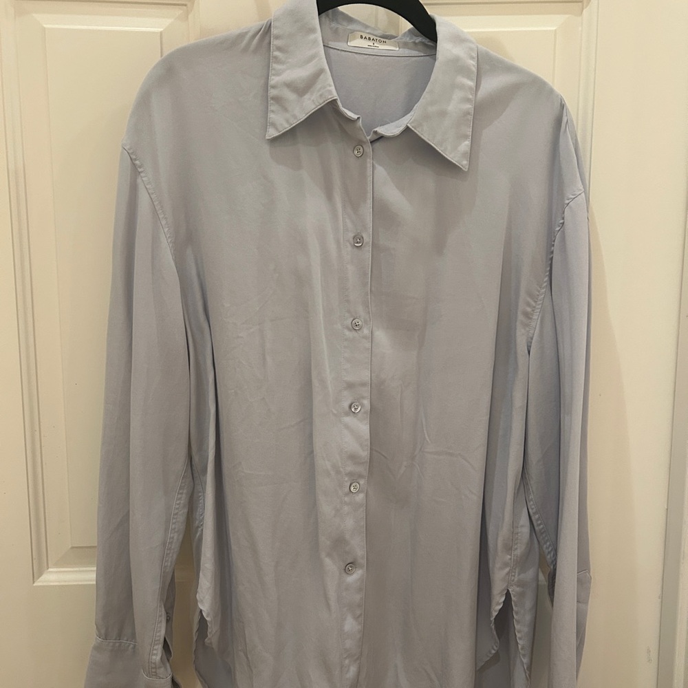 Aritzia Babaton Baby Blue Button Down Dress Shirt